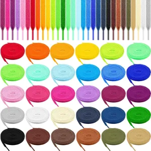 100 Pairs Elastic Shoe Laces Flat Shoelaces Athletic Shoe Strings Boot Laces Shoestrings for Sneakers Skate Sport