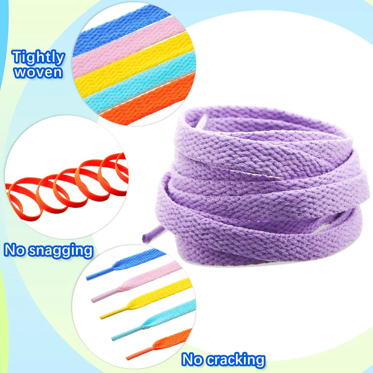 100 Pairs Elastic Shoe Laces Flat Shoelaces Athletic Shoe Strings Boot Laces Shoestrings for Sneakers Skate Sport