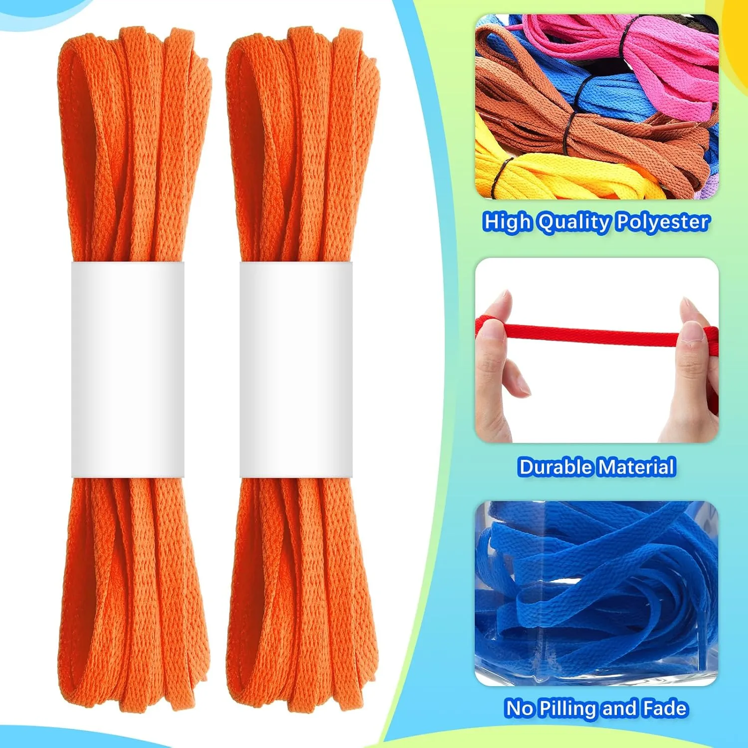 100 Pairs Elastic Shoe Laces Flat Shoelaces Athletic Shoe Strings Boot Laces Shoestrings for Sneakers Skate Sport