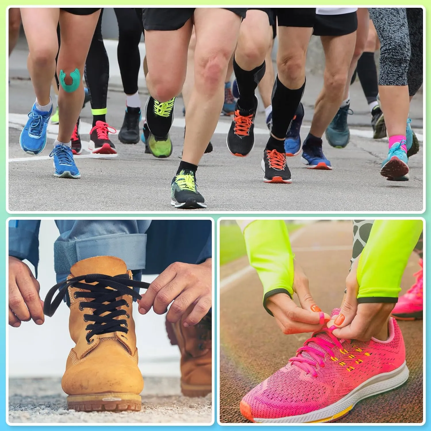 100 Pairs Elastic Shoe Laces Flat Shoelaces Athletic Shoe Strings Boot Laces Shoestrings for Sneakers Skate Sport