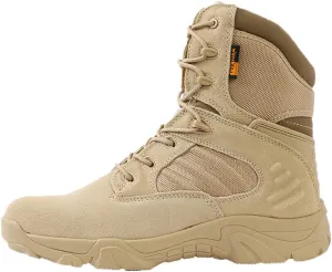8 inch Men Women Military Tactical Work Boots Side Zipper Motorcycle Combat Swat Desert Boots Casual Hiking Boots Hiking Trekking Backpacking Mountaineering Outdoor Shoes