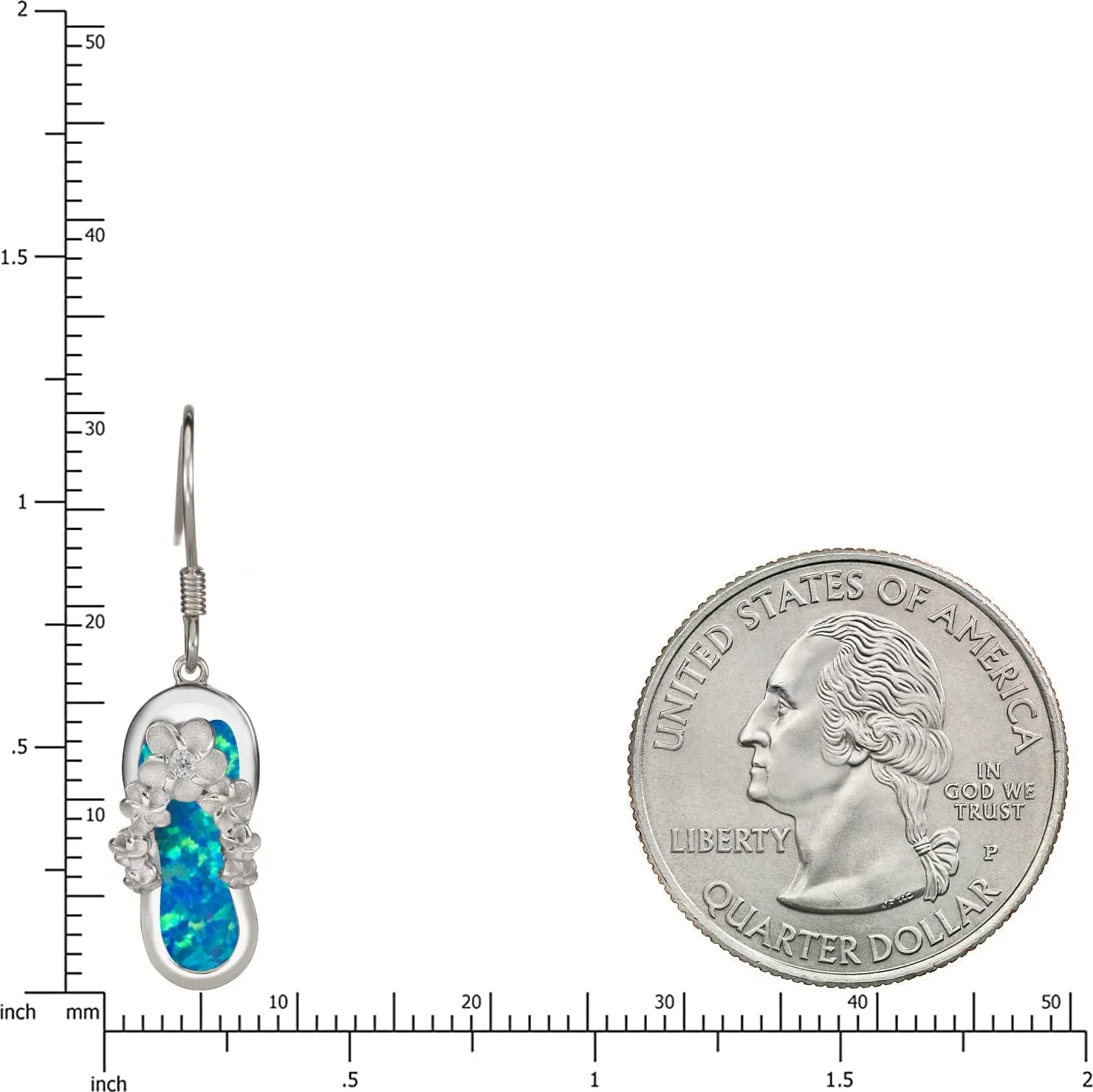 925 Sterling Silver Hawaiian Flip Flop Slipper Sandal Dangle Earrings, Genuine Koa Wood Blue Opal Abalone Shell Cubic Zirconia, Nickle Free Hypoallergenic for Sensitive Skin, Gift Box Included