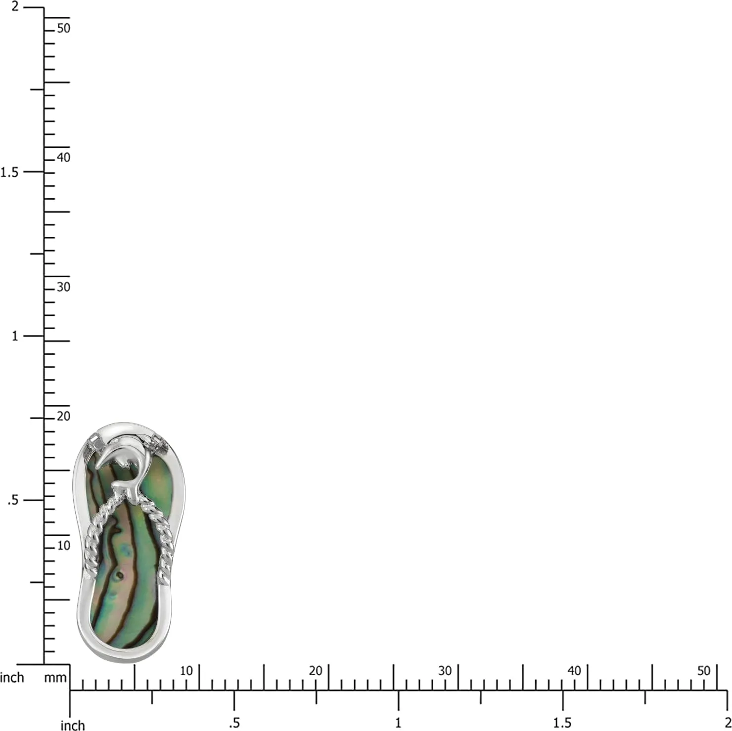 925 Sterling Silver Hawaiian Flip Flop Slipper Sandal Necklace Pendant with 18" Box Chain, Genuine Koa Wood Blue Opal Abalone Shell Cubic Zirconia, Nickle Free Hypoallergenic for Sensitive Skin, Gift Box Included
