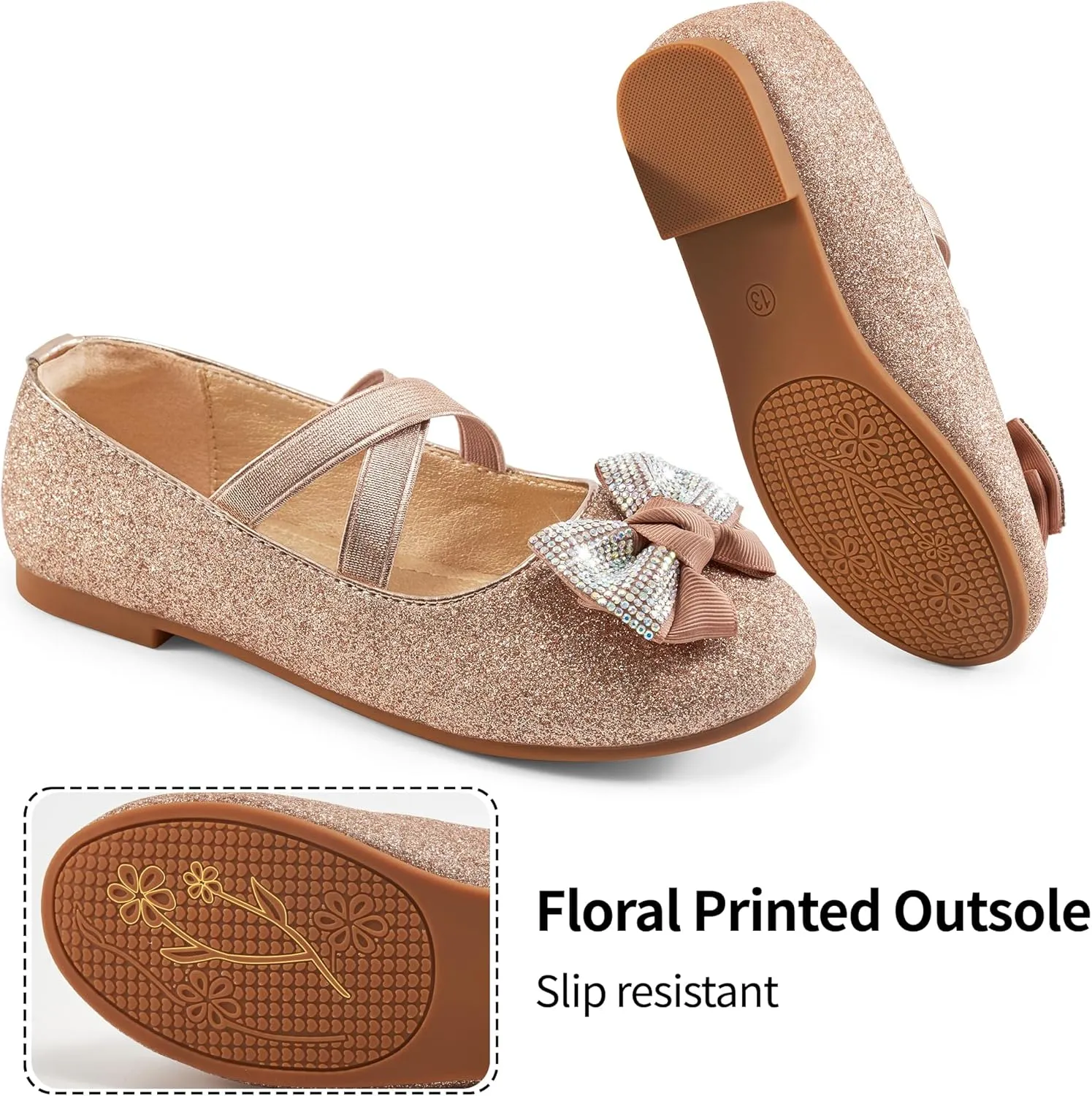 Ablanczoom Girls Dress Shoes Flats: Toddler Bowknot Ballet Shoes Wedding Party School Mary Jane Flat for Little Big Kids