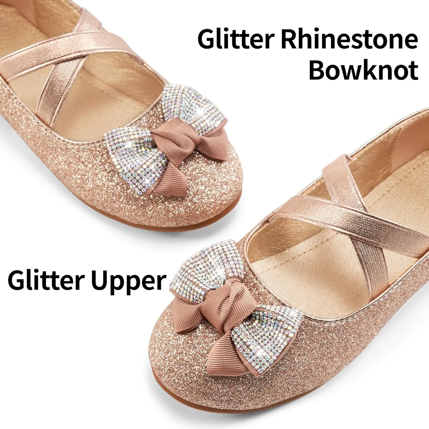 Ablanczoom Girls Dress Shoes Flats: Toddler Bowknot Ballet Shoes Wedding Party School Mary Jane Flat for Little Big Kids
