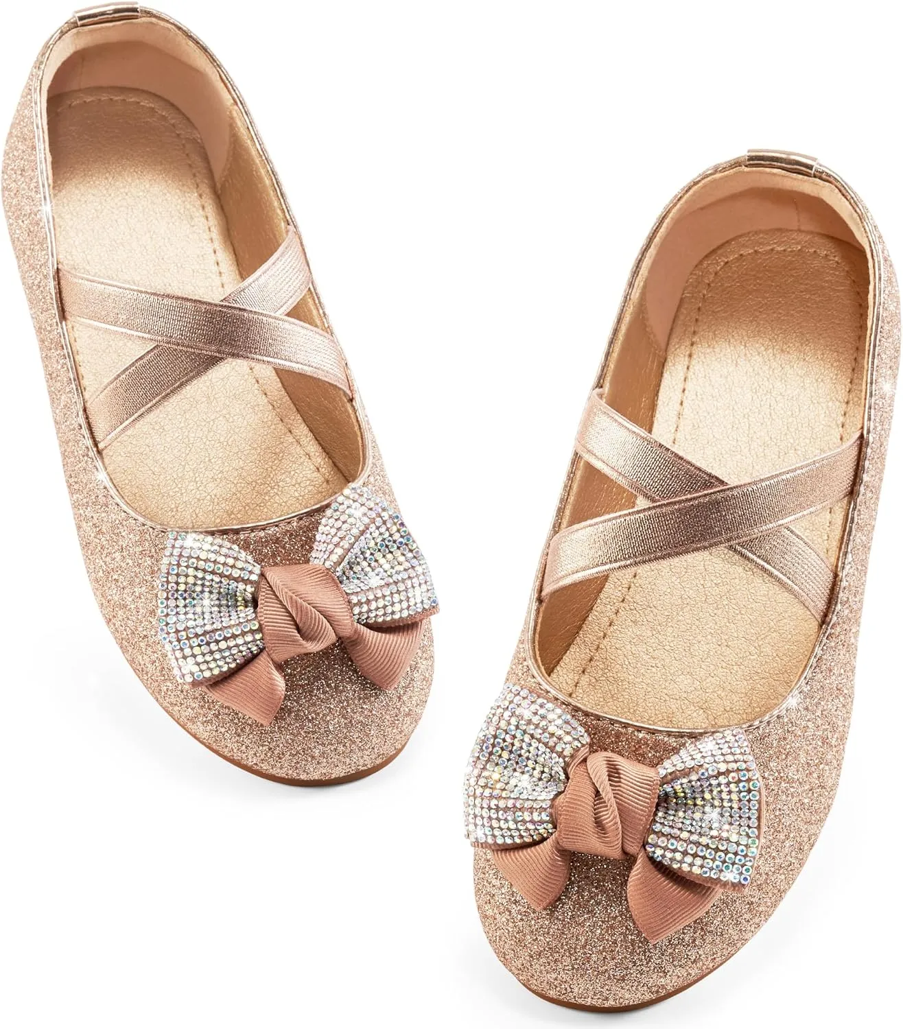 Ablanczoom Girls Dress Shoes Flats: Toddler Bowknot Ballet Shoes Wedding Party School Mary Jane Flat for Little Big Kids