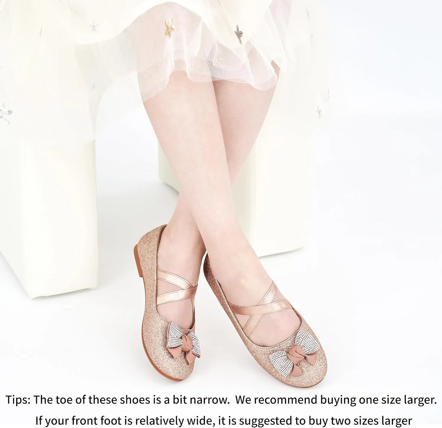 Ablanczoom Girls Dress Shoes Flats: Toddler Bowknot Ballet Shoes Wedding Party School Mary Jane Flat for Little Big Kids