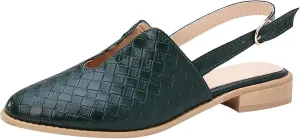 Adjustable Buckle Braided Sandals for Womens Comfortable Pointed Toe Closed Toe Slip On Cut Out Flats Mule Shoe Lightweight Wear-Resistant Daily Loafer