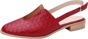 Adjustable Buckle Braided Sandals for Womens Comfortable Pointed Toe Closed Toe Slip On Cut Out Flats Mule Shoe Lightweight Wear-Resistant Daily Loafer