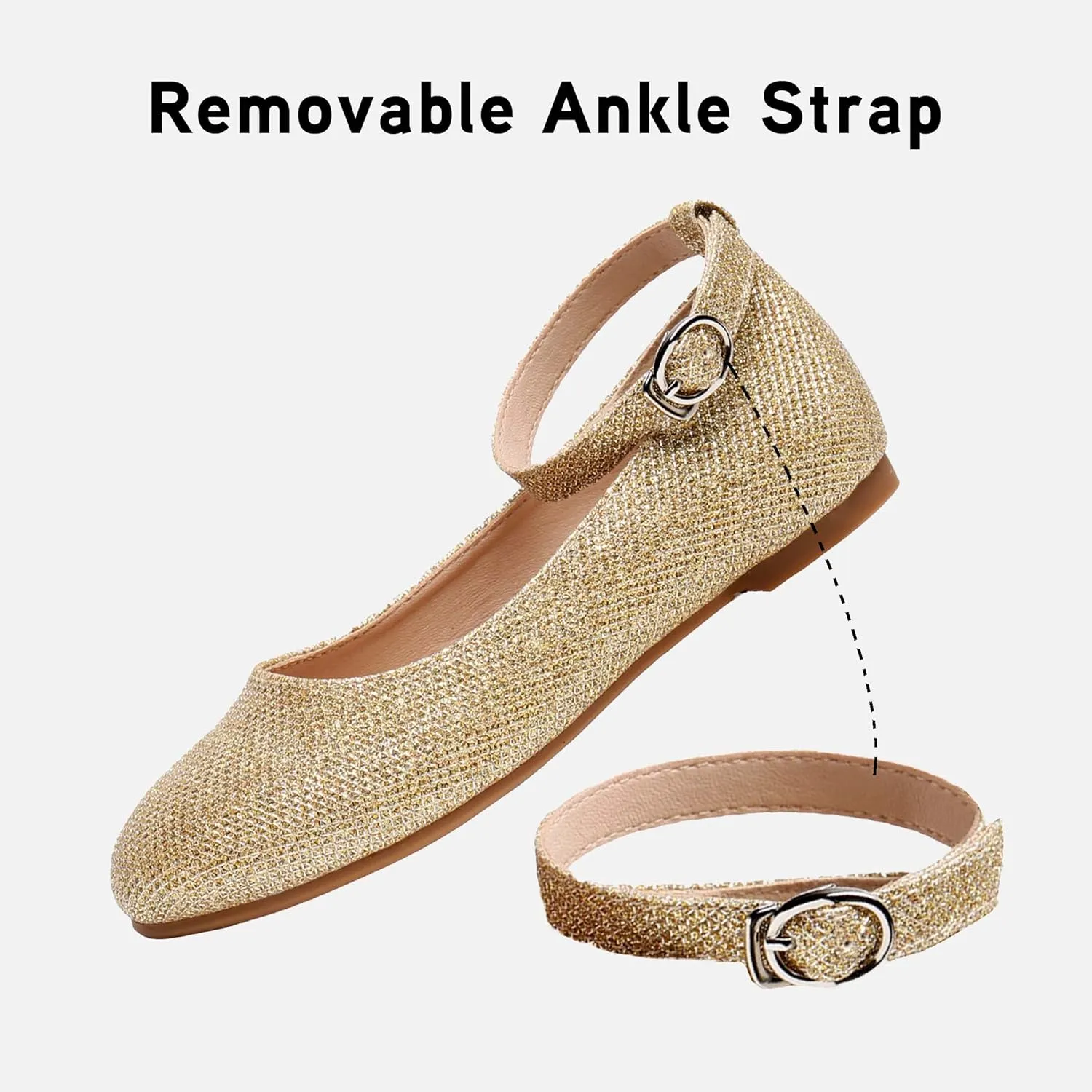 Ahannie Girl's Mary Jane Ballerina Flat Shoes, Kids Cross-Strap Ballet Dress Shoes for Wedding/Party/School (Toddler/Little Kid)