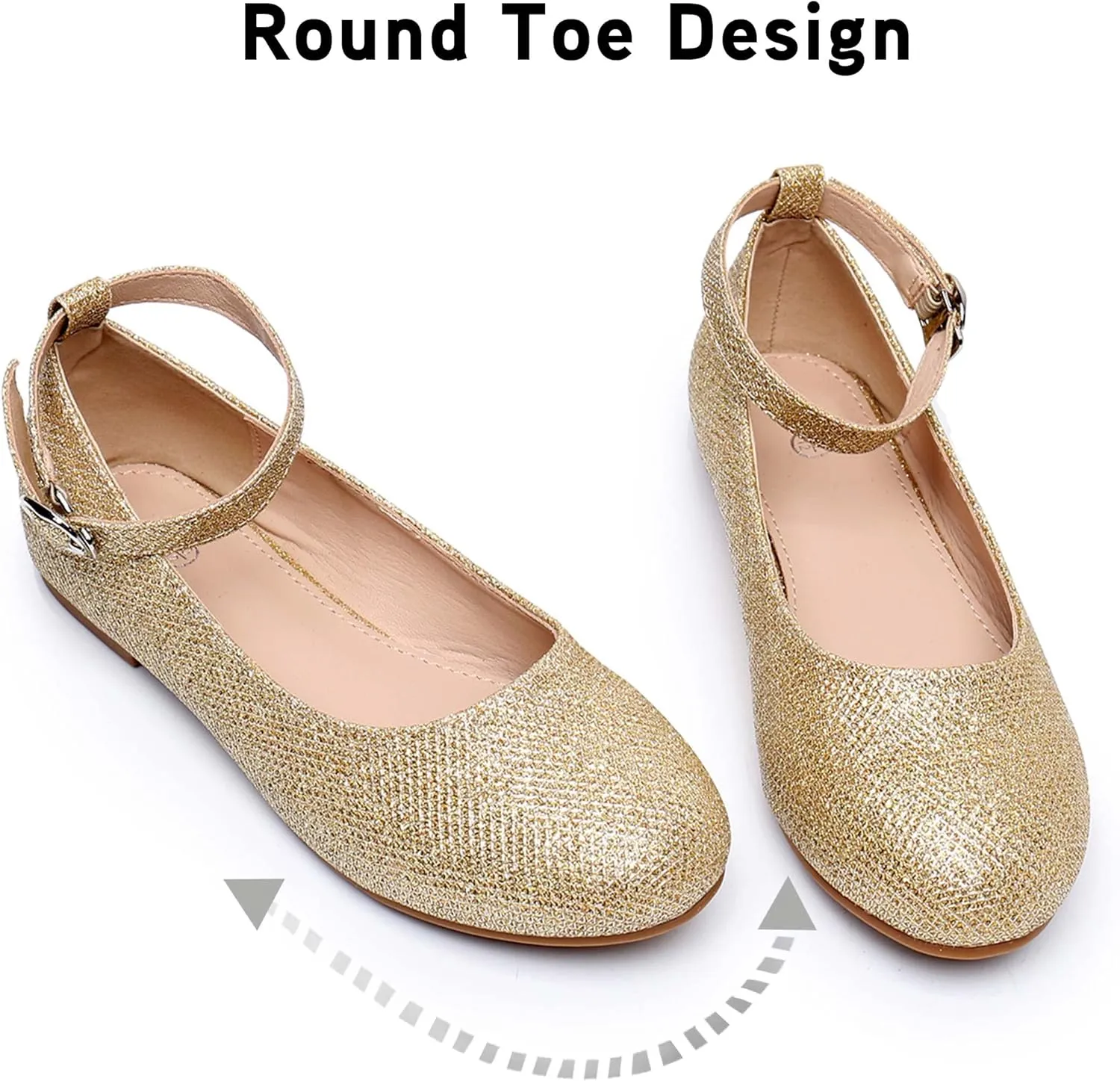 Ahannie Girl's Mary Jane Ballerina Flat Shoes, Kids Cross-Strap Ballet Dress Shoes for Wedding/Party/School (Toddler/Little Kid)