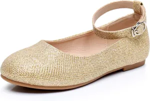 Ahannie Girl's Mary Jane Ballerina Flat Shoes, Kids Cross-Strap Ballet Dress Shoes for Wedding/Party/School (Toddler/Little Kid)