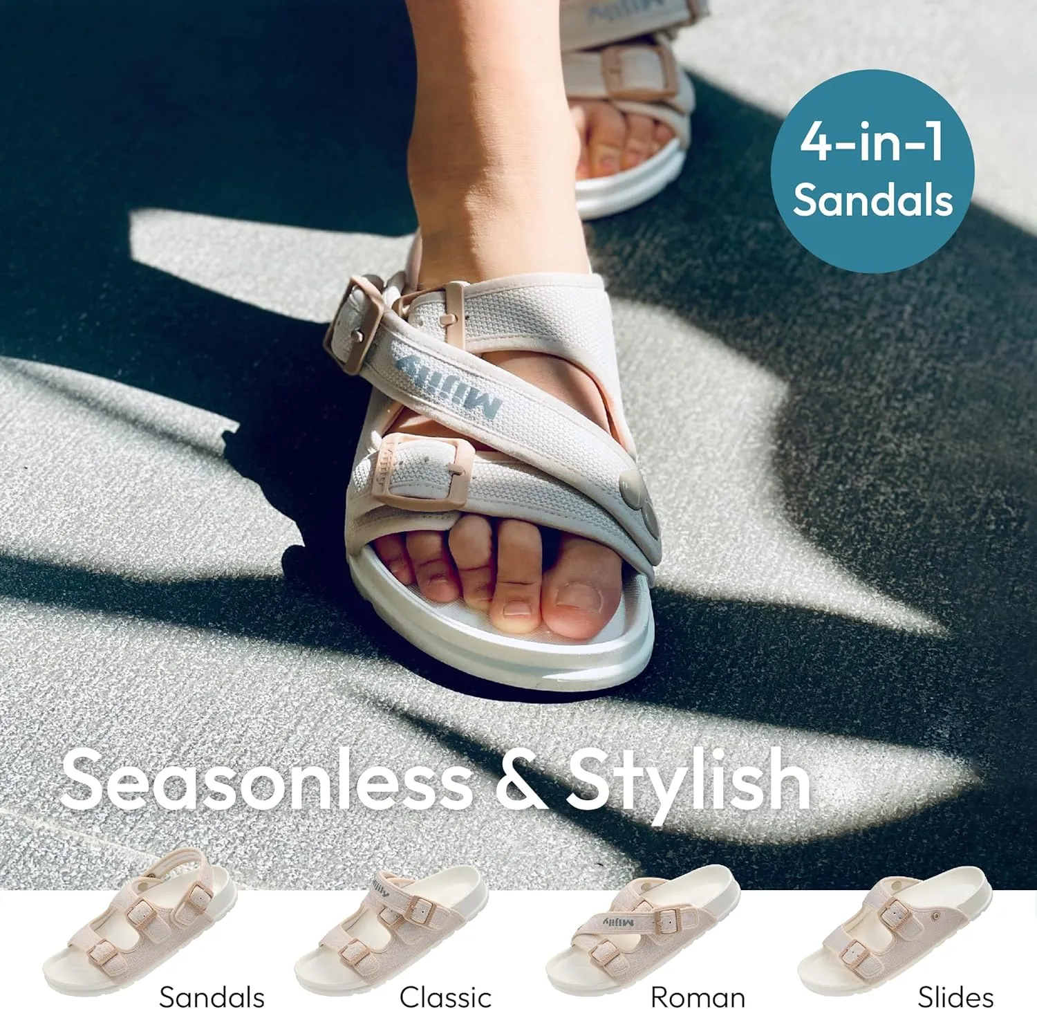 AIR 4-in-1 Sandals Soft Footbed Lightweight Recovery Arch Support Sustainable Travel pro (Unisex)