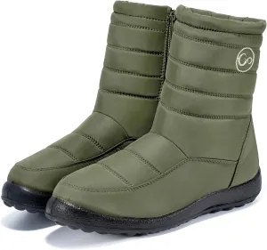 Alicegana Womens Winter Snow Boots for Women Waterproof Warm Fur Lining Mid Calf Boots with Zipper Comfortable Outdoor Shoes