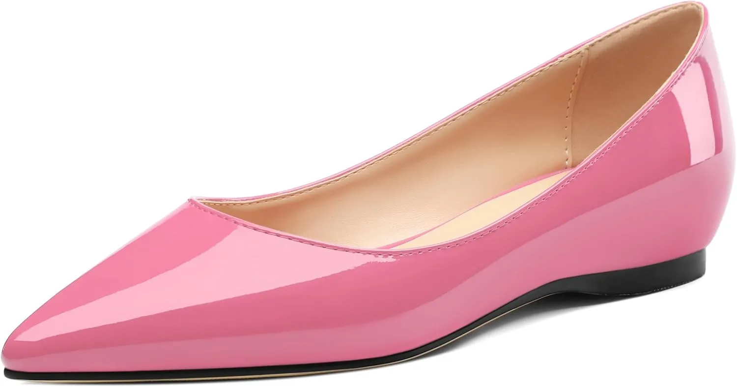 AMBELIGHT Comfy Flats for Women Pointed Toe Slip On Pumps Business Dress Shoe