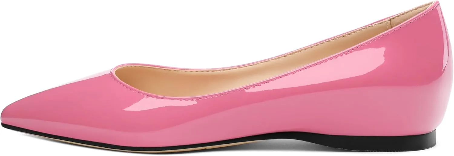 AMBELIGHT Comfy Flats for Women Pointed Toe Slip On Pumps Business Dress Shoe