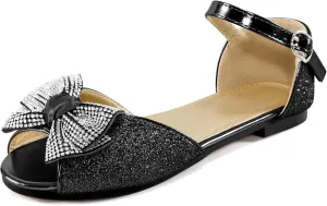Aomigoct Girls Dress Shoes Sandals : Toddler Glitter Princess Flats for Birthday Wedding Party - Little Kid School Walking Shoe