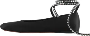 Arqa Crystal Ballet Flats for Women Sparkling Rhinestone Ankle Strap Ballerina Shoes Casual Mary Jane Flat Shoe