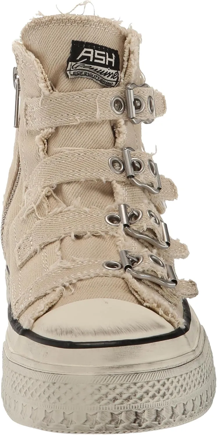 ASH Women's Rainbow Fashion Sneaker-Premium Leather High Top with Buckles, Distressed Platform Sole