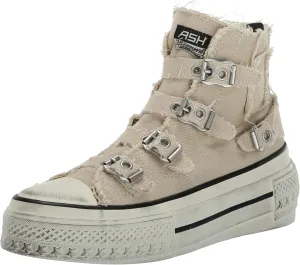 ASH Women's Rainbow Fashion Sneaker-Premium Leather High Top with Buckles, Distressed Platform Sole