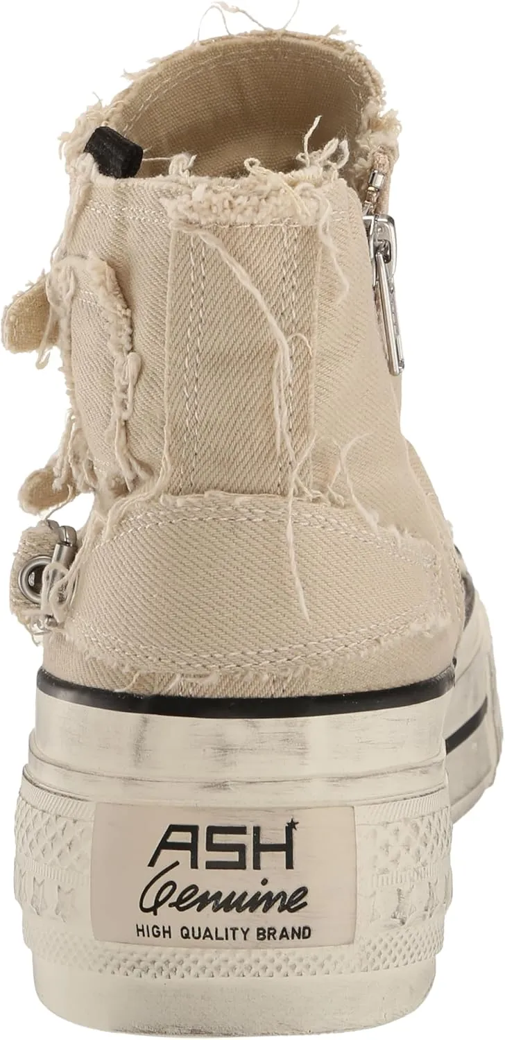 ASH Women's Rainbow Fashion Sneaker-Premium Leather High Top with Buckles, Distressed Platform Sole