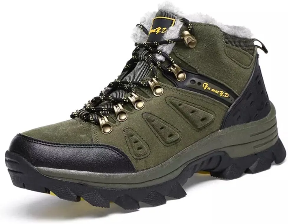 Asifn Men's Boots Winter High Top Snow Boots Leather Outdoor Hiking Mid Trekking Shoes