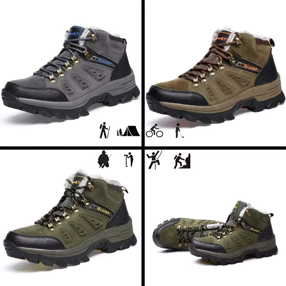 Asifn Men's Boots Winter High Top Snow Boots Leather Outdoor Hiking Mid Trekking Shoes
