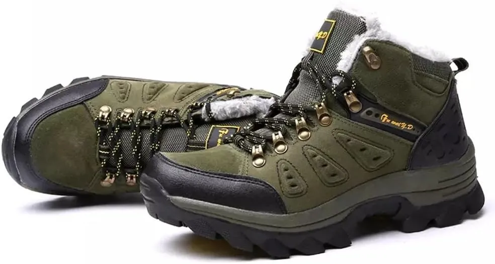 Asifn Men's Boots Winter High Top Snow Boots Leather Outdoor Hiking Mid Trekking Shoes