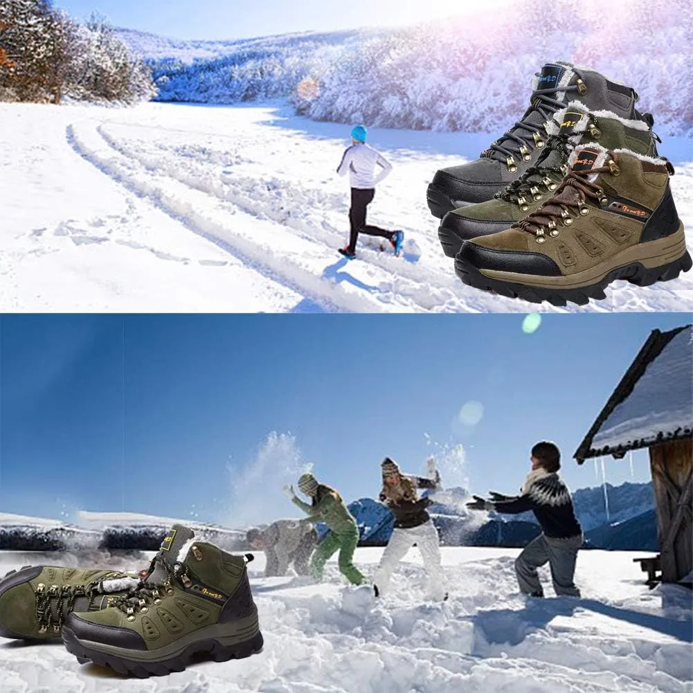 Asifn Men's Boots Winter High Top Snow Boots Leather Outdoor Hiking Mid Trekking Shoes