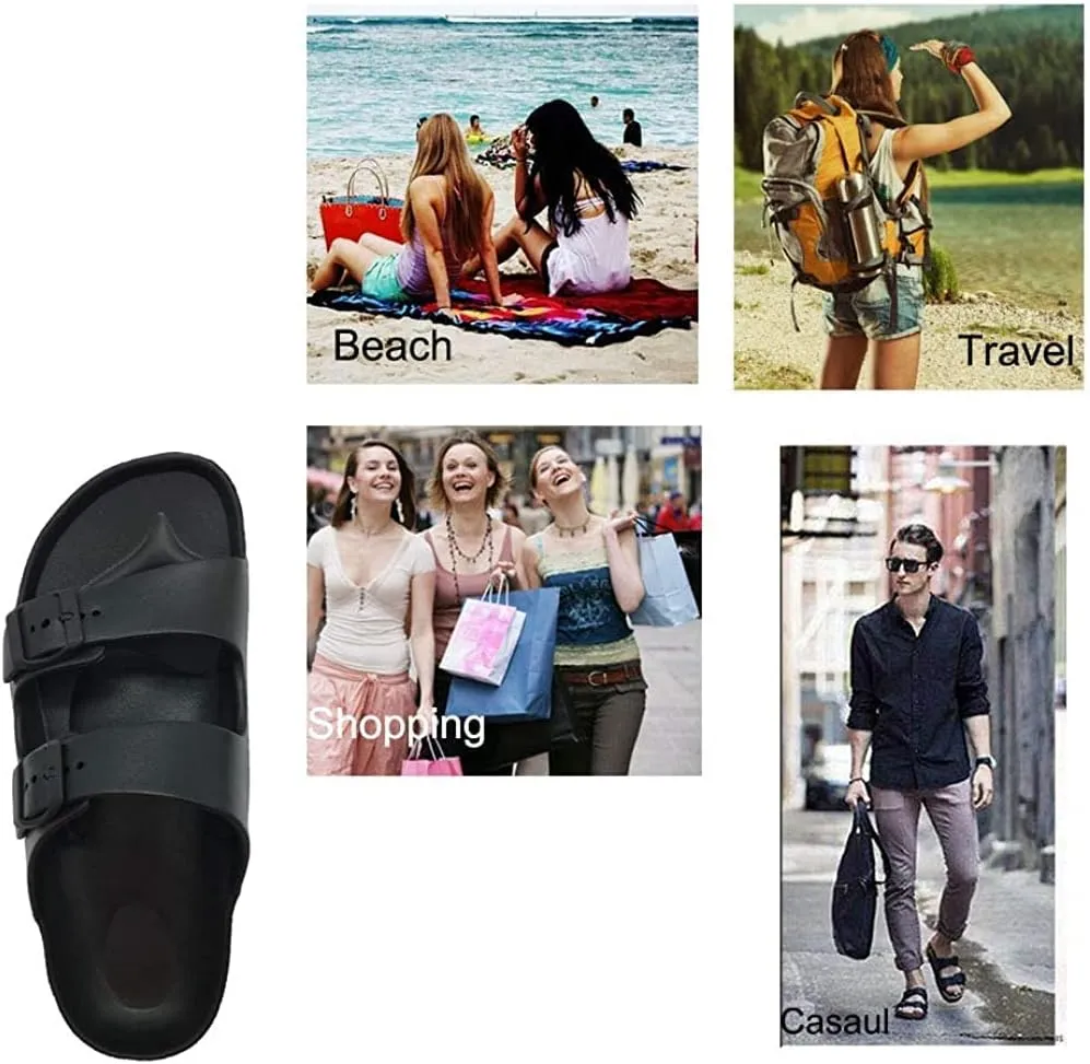Asifn Women Men Slide Cork Sandal Flat Adjustable Strap Buckle Slip on Casual Open Toe Shoes Suede Summer