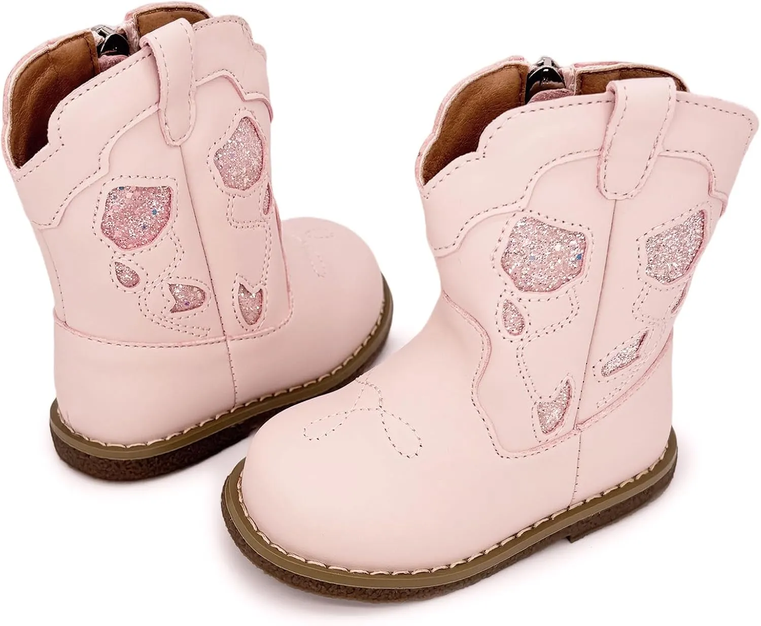 Baby Cowboy Cowgirl Boots Infant Boys Girls Western Booties Round Toe Riding Mid Calf Boots for All Seasons for 6 9 12 15 18 24 Months