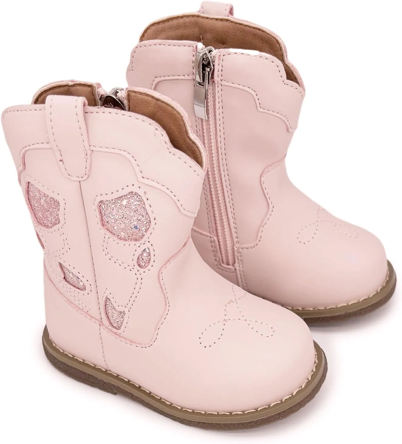 Baby Cowboy Cowgirl Boots Infant Boys Girls Western Booties Round Toe Riding Mid Calf Boots for All Seasons for 6 9 12 15 18 24 Months