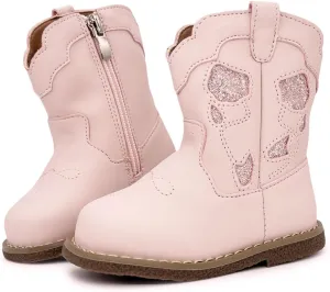 Baby Cowboy Cowgirl Boots Infant Boys Girls Western Booties Round Toe Riding Mid Calf Boots for All Seasons for 6 9 12 15 18 24 Months
