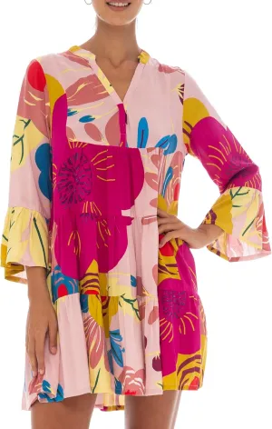 Back From Bali Womens Short Sundress Flowy Boho Beach Dress with Embroidered V Neck, Casual Sexy Summer Party Dress
