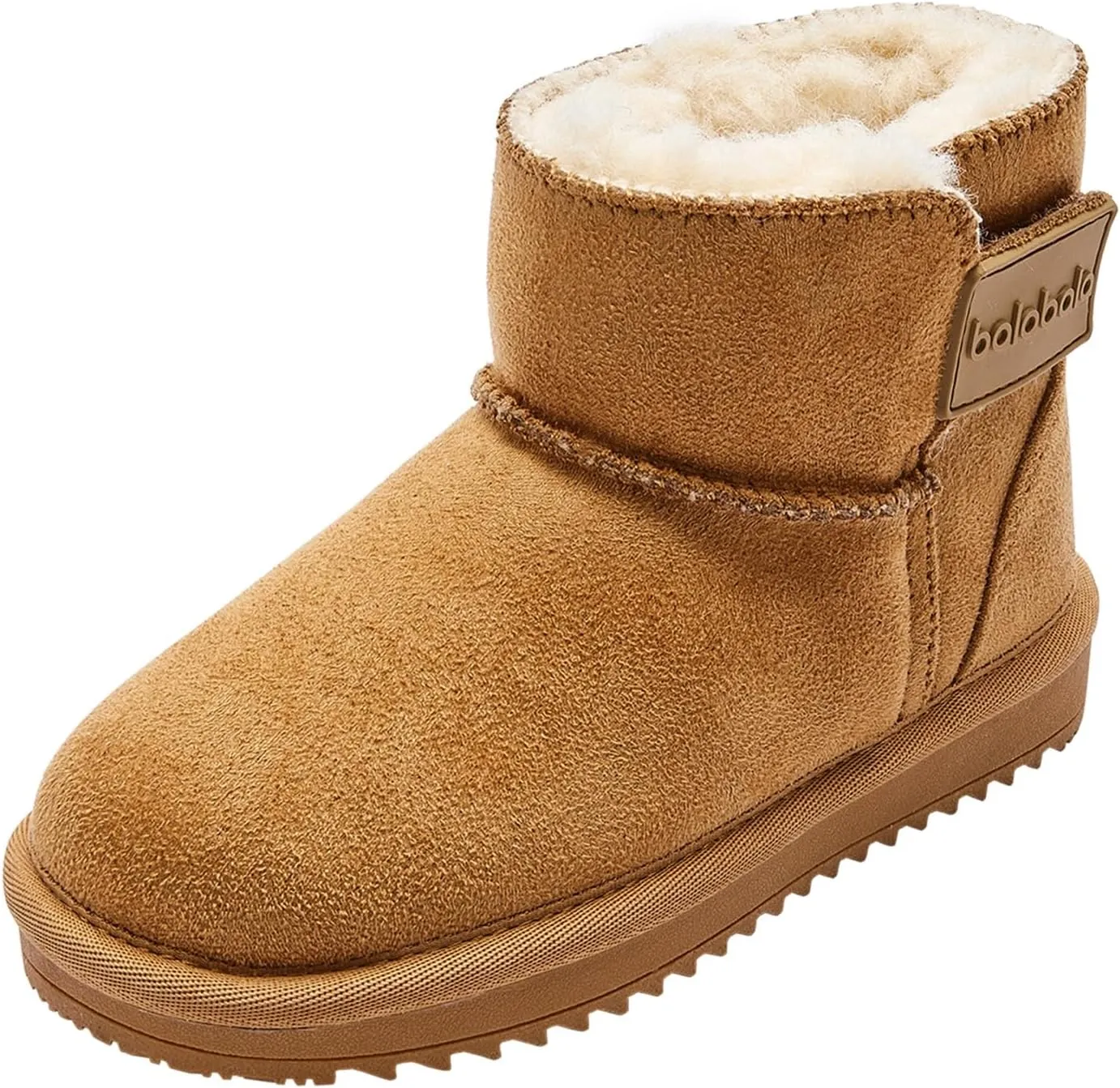 Balabala Little Kids Suede Winter Snow Boots, Warm Fur Lining Comfortable Mini Boots for Toddler Boys Girls