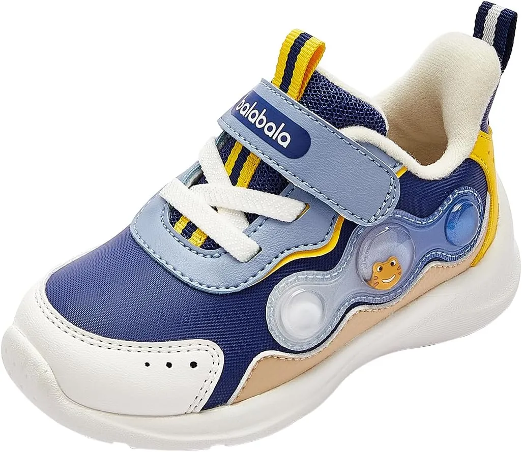 Balabala Unisex Toddler Fashion Walking Shoes, Hook and Loop Anti-Slip Toddler Shoes for Fall Winter