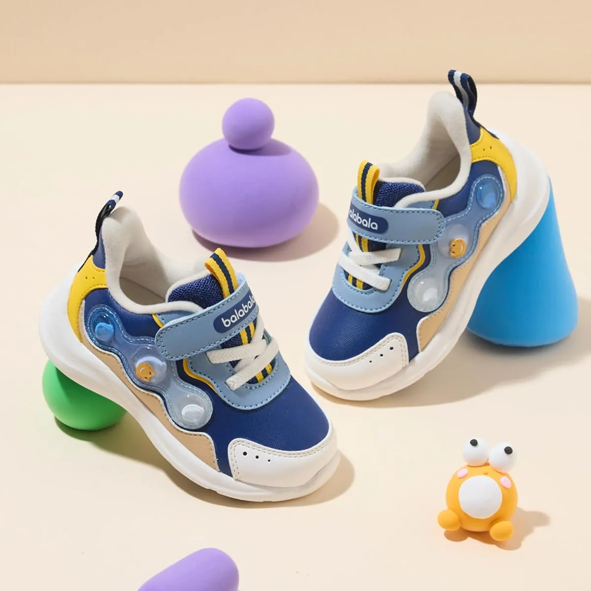 Balabala Unisex Toddler Fashion Walking Shoes, Hook and Loop Anti-Slip Toddler Shoes for Fall Winter