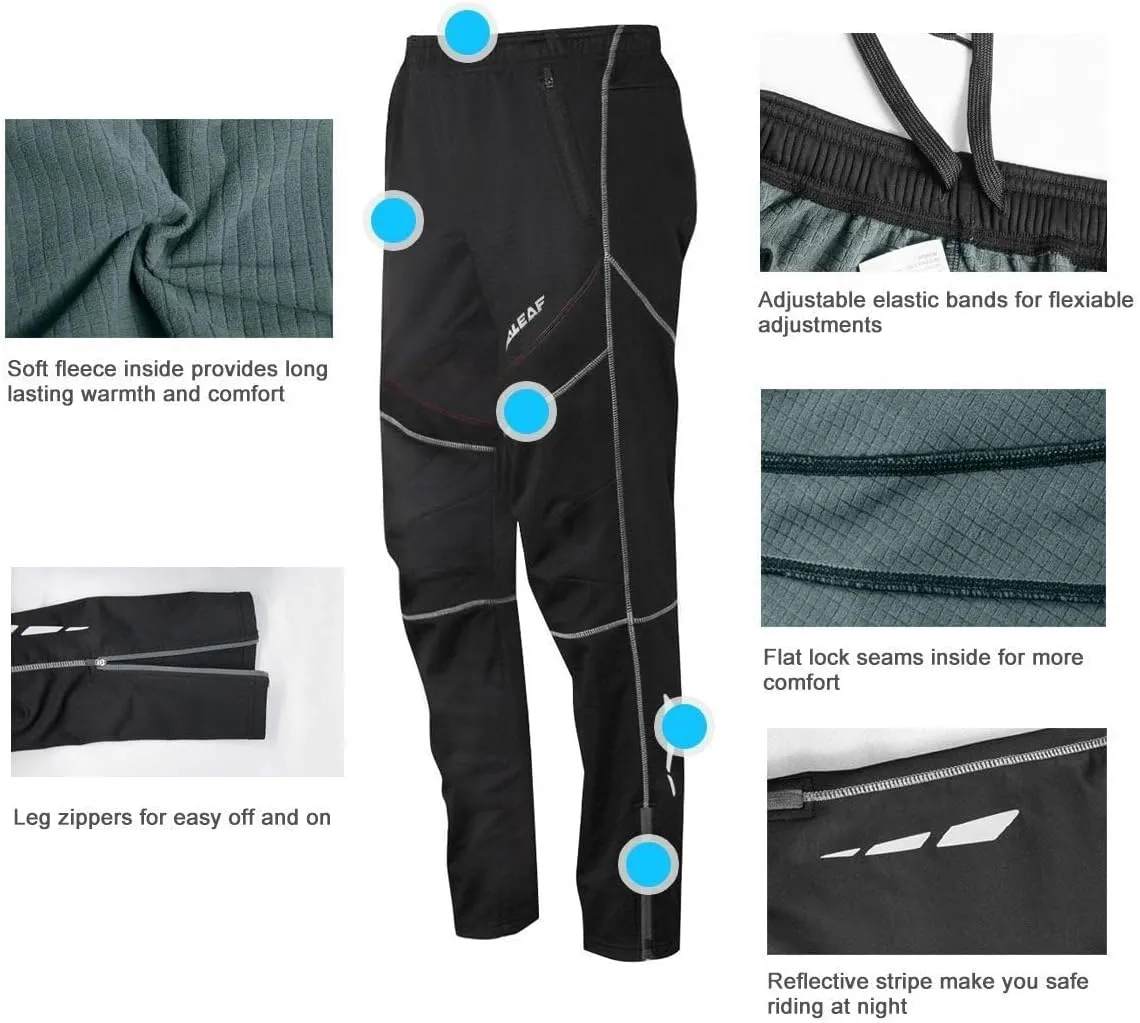 baleaf Men's Fleece Pants Winter Cycling Pants Mountain Bike Clothing Thermal Cold Weather Running Gear