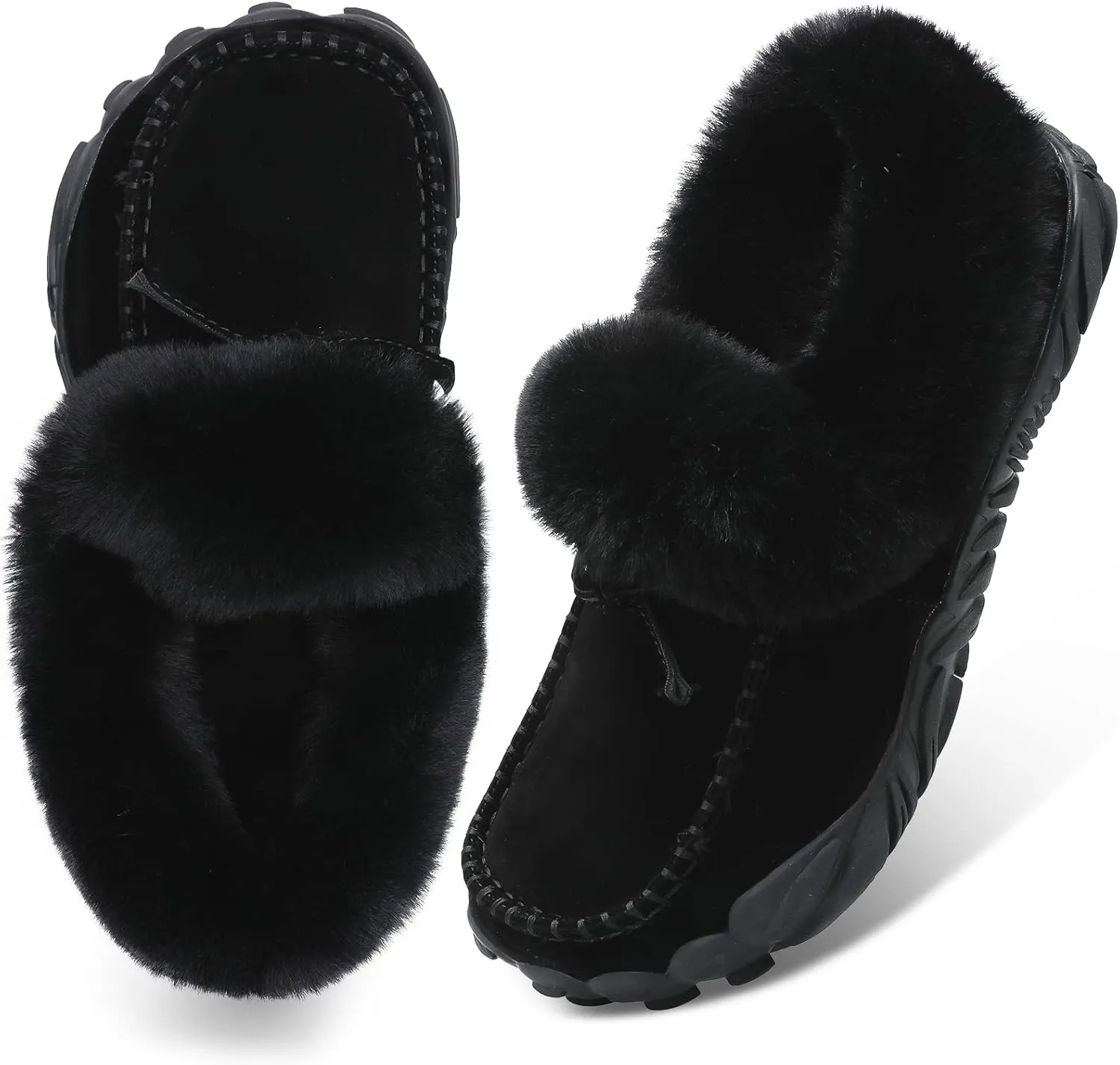 BARERUN Womens Moccasin Snow Boots Warm Winter Boots Ankle Boots for Women Outdoor Fur Lined Womens Shoes Slippers