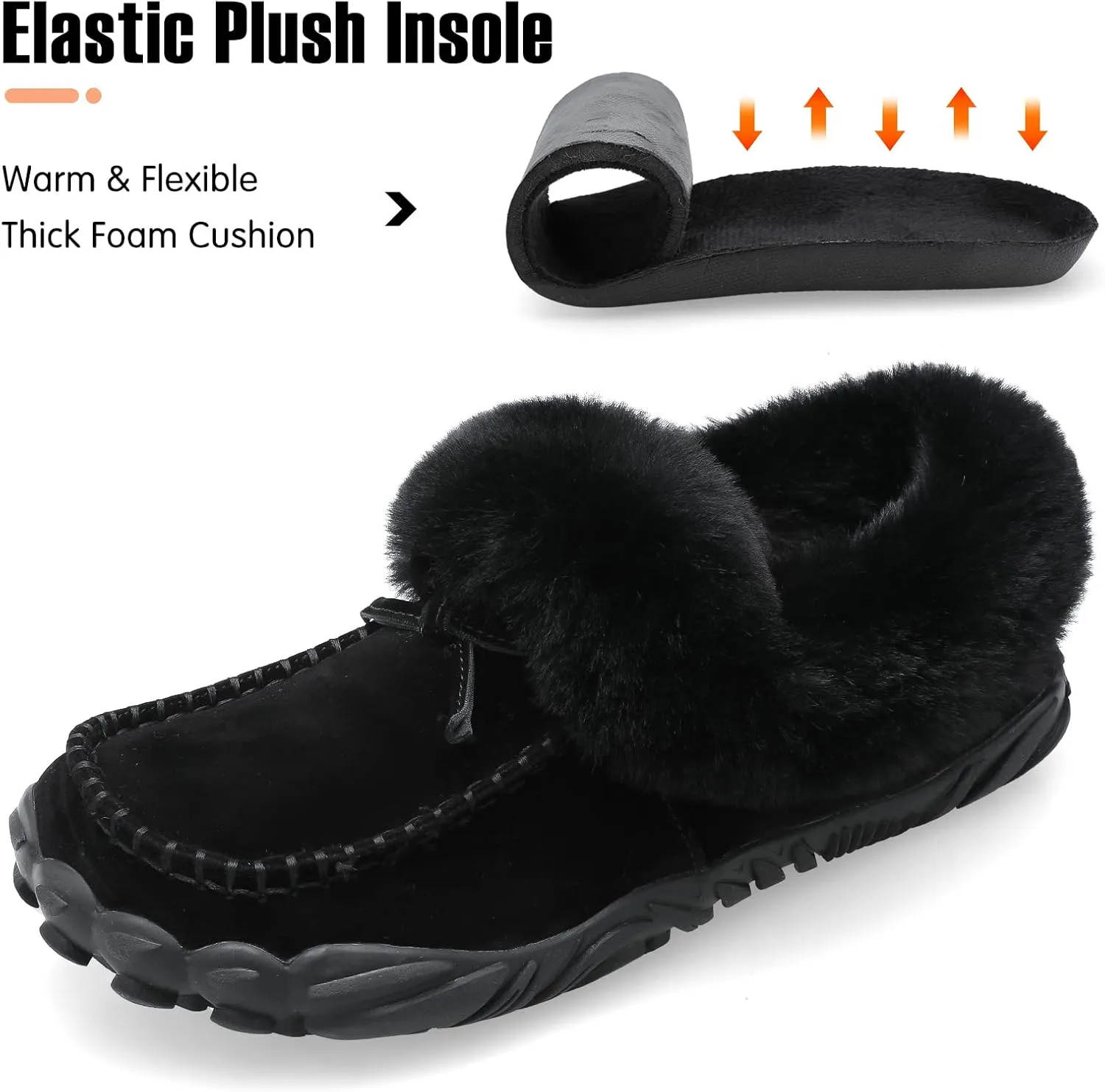 BARERUN Womens Moccasin Snow Boots Warm Winter Boots Ankle Boots for Women Outdoor Fur Lined Womens Shoes Slippers