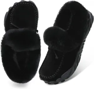 BARERUN Womens Moccasin Snow Boots Warm Winter Boots Ankle Boots for Women Outdoor Fur Lined Womens Shoes Slippers