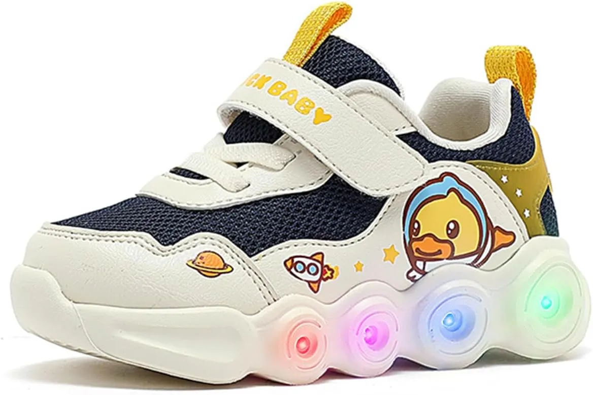 B.Duck Toddler Shoes for Girl and Boy Light Up Shoes [Comfortable & Playful] Kids Shoes with Led Toddler Running Shoes Toddler/Little Kid Sneakers Cute Cartoon Dinosaur Shoes Size 4-13