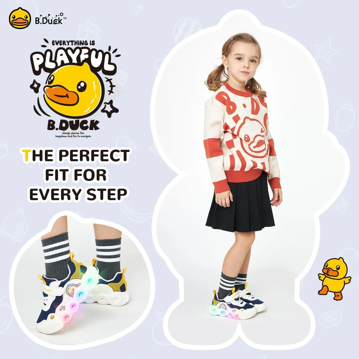 B.Duck Toddler Shoes for Girl and Boy Light Up Shoes [Comfortable & Playful] Kids Shoes with Led Toddler Running Shoes Toddler/Little Kid Sneakers Cute Cartoon Dinosaur Shoes Size 4-13