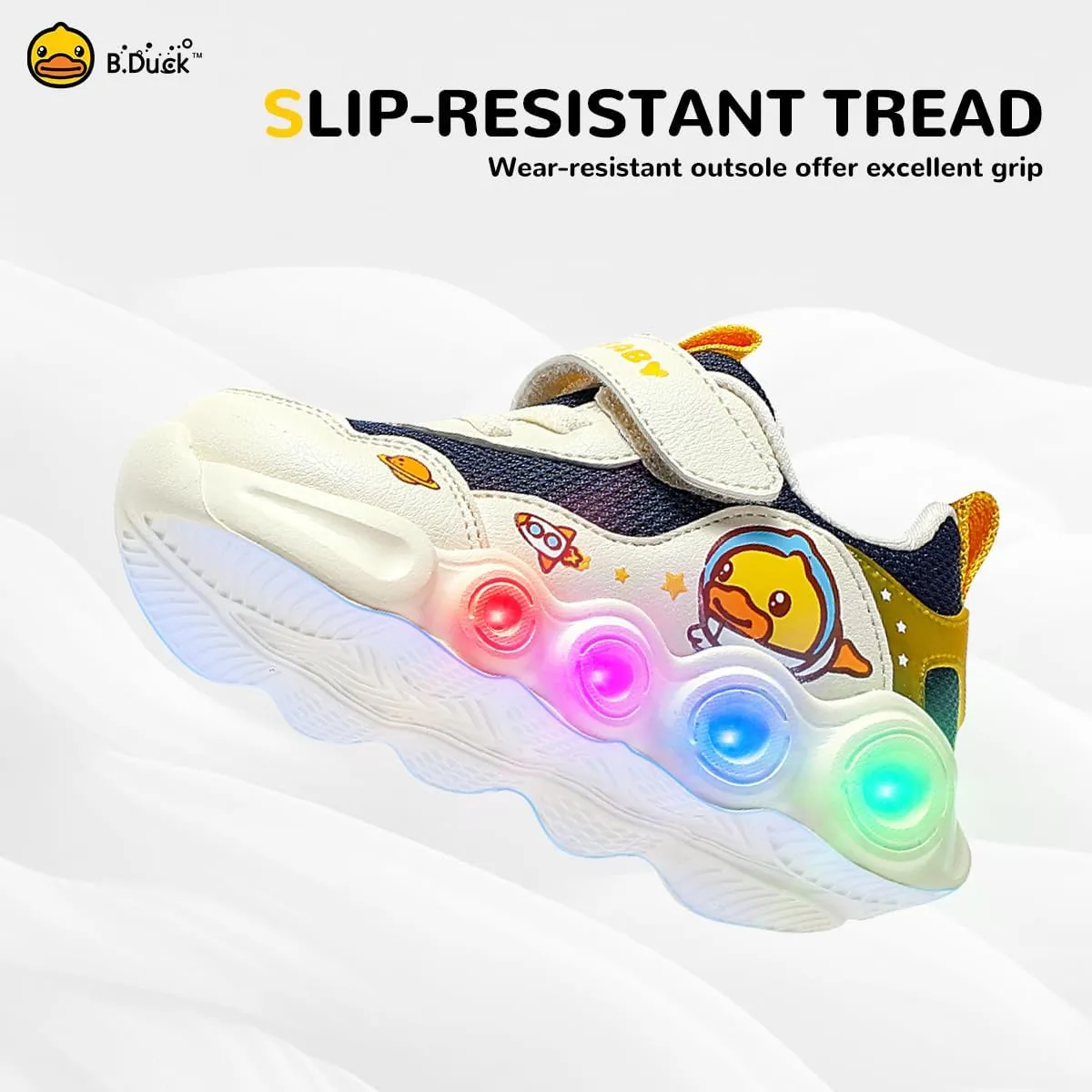 B.Duck Toddler Shoes for Girl and Boy Light Up Shoes [Comfortable & Playful] Kids Shoes with Led Toddler Running Shoes Toddler/Little Kid Sneakers Cute Cartoon Dinosaur Shoes Size 4-13