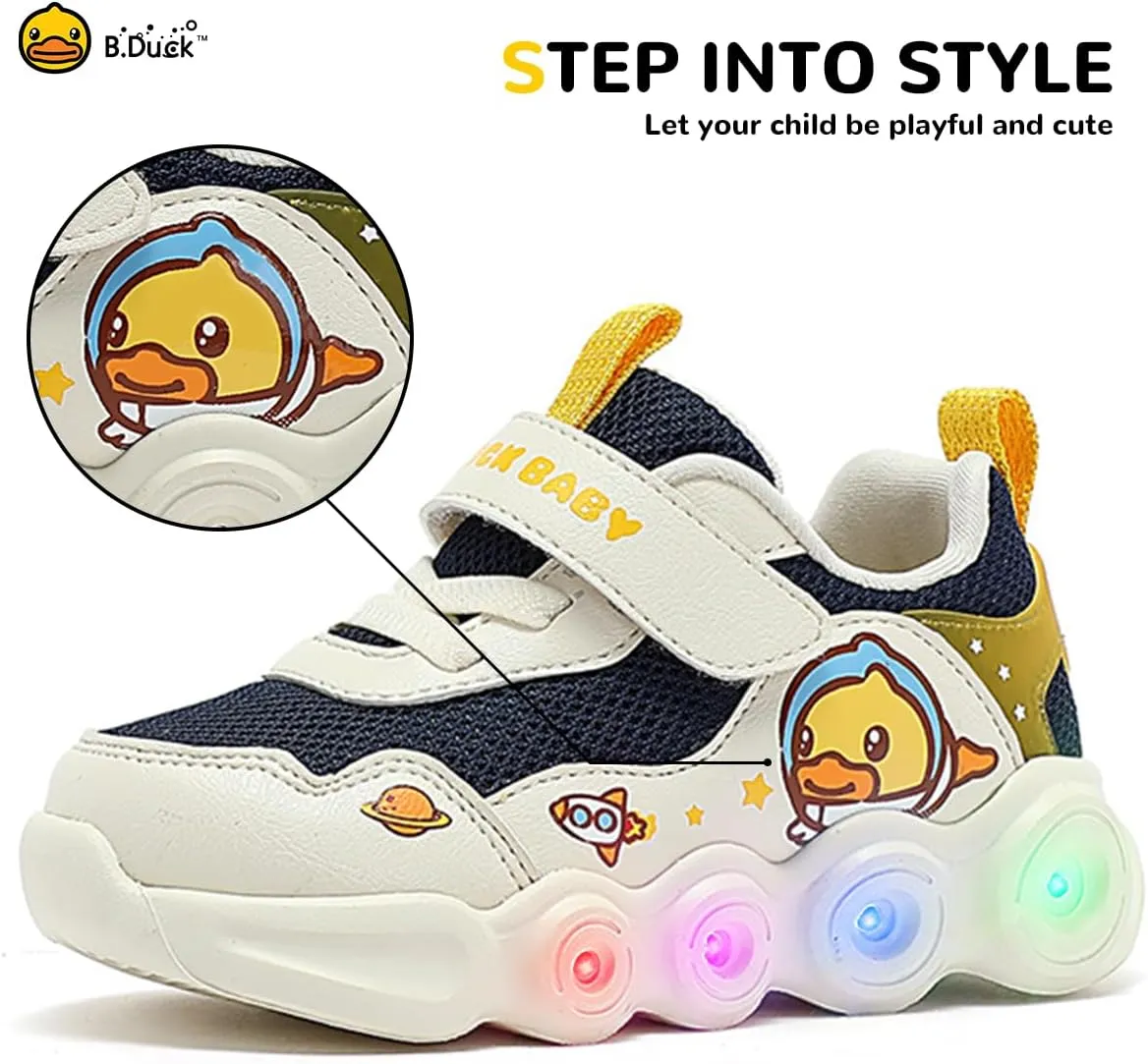 B.Duck Toddler Shoes for Girl and Boy Light Up Shoes [Comfortable & Playful] Kids Shoes with Led Toddler Running Shoes Toddler/Little Kid Sneakers Cute Cartoon Dinosaur Shoes Size 4-13