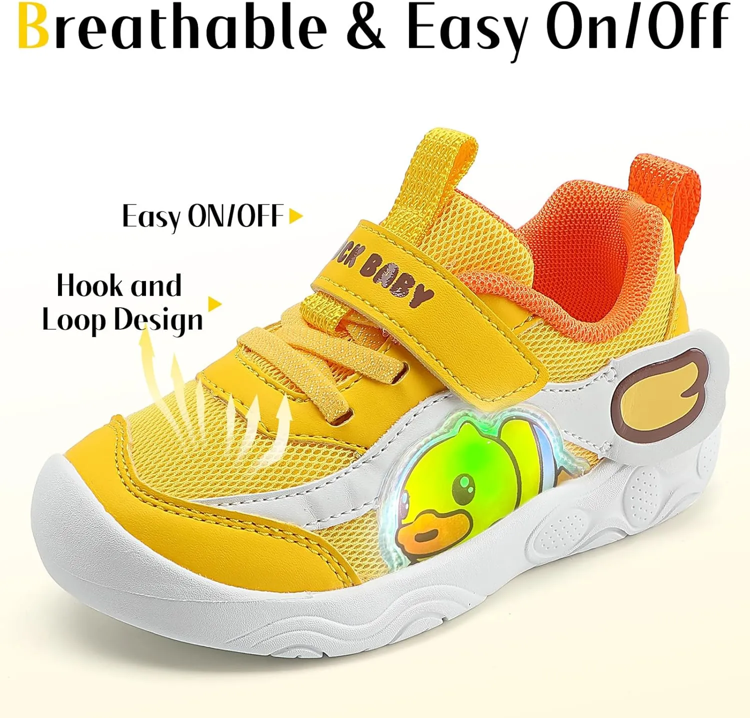 B.Duck Toddler Shoes for Girl and Boy Light Up Shoes [Comfortable & Playful] Kids Shoes with Led Toddler Running Shoes Toddler/Little Kid Sneakers Cute Cartoon Dinosaur Shoes Size 4-13