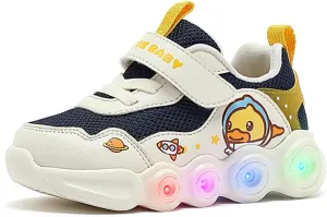 B.Duck Toddler Shoes for Girl and Boy Light Up Shoes [Comfortable & Playful] Kids Shoes with Led Toddler Running Shoes Toddler/Little Kid Sneakers Cute Cartoon Dinosaur Shoes Size 4-13