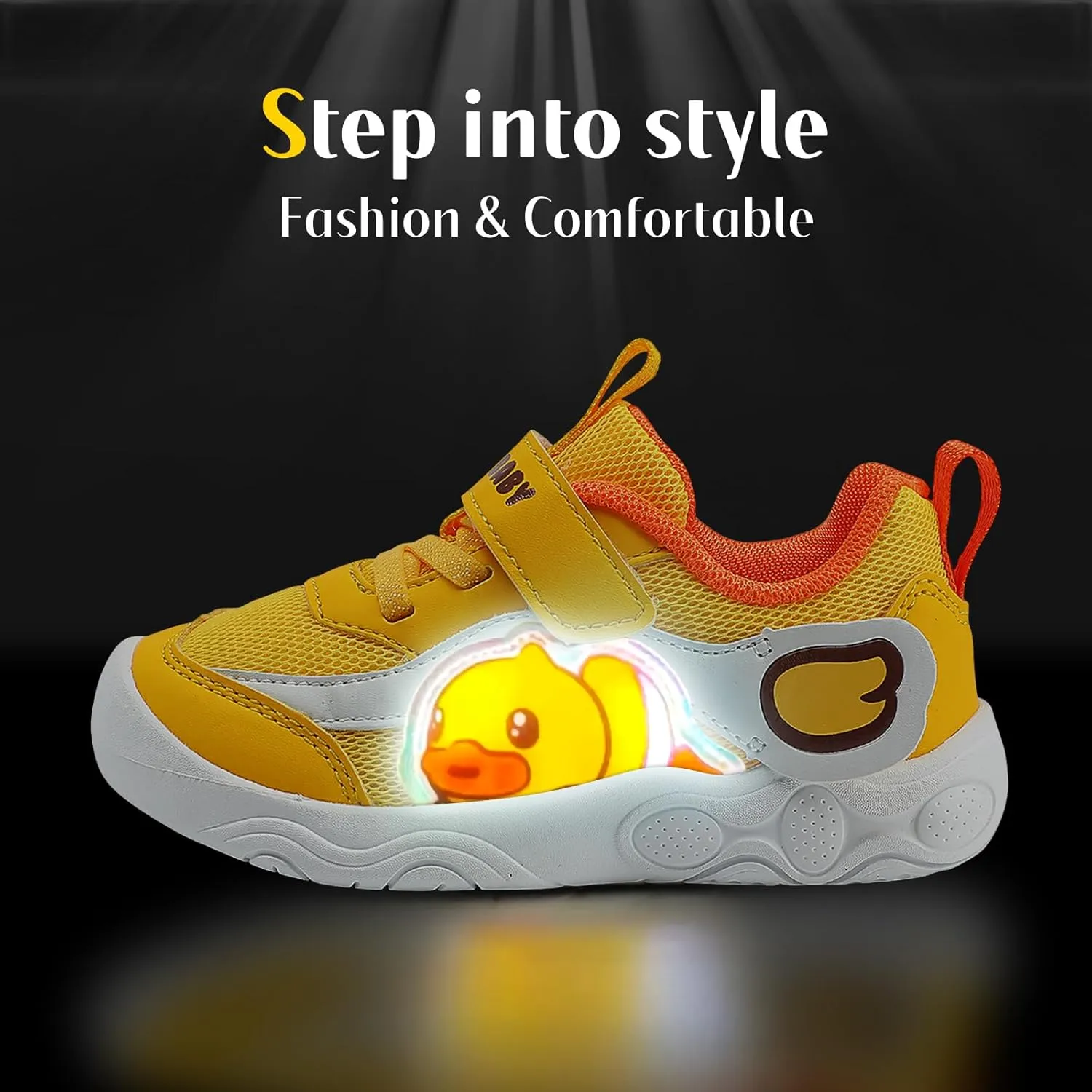 B.Duck Toddler Shoes for Girl and Boy Light Up Shoes [Comfortable & Playful] Kids Shoes with Led Toddler Running Shoes Toddler/Little Kid Sneakers Cute Cartoon Dinosaur Shoes Size 4-13