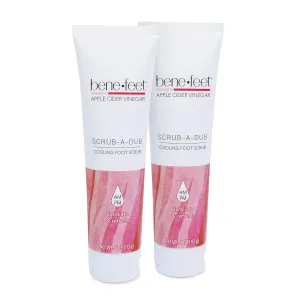 Benefeet Scrub-A-Dub Cooling Foot Scrub - Exfoliates   Refreshes Dry   Dull Skin, Get Smoother Skin from Heel to Toe, Made w/Vitamin E, Apple Cider Vinegar, Walnut Shell   Apricot Seed, 4 oz (2 Pack)