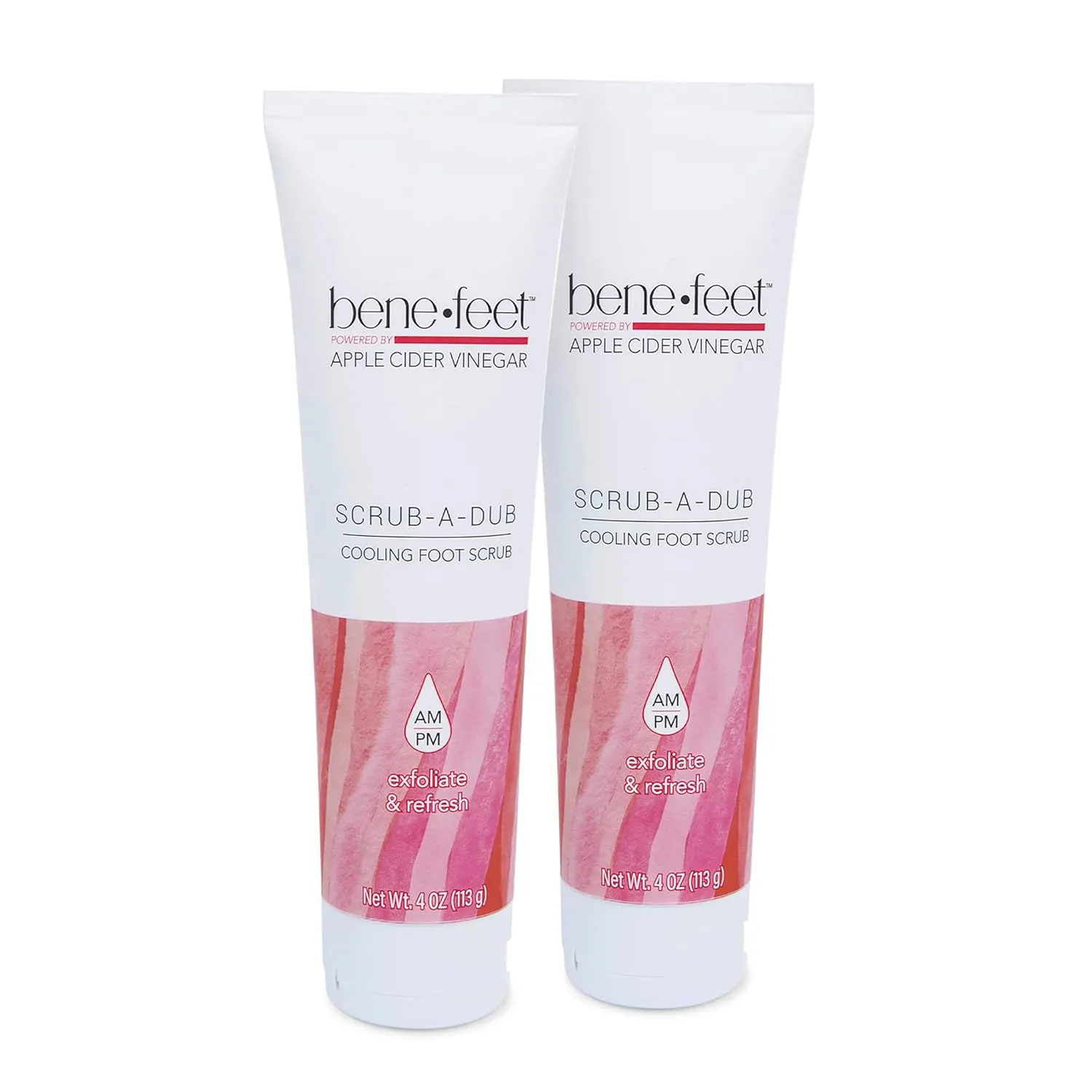 Benefeet Scrub-A-Dub Cooling Foot Scrub - Exfoliates   Refreshes Dry   Dull Skin, Get Smoother Skin from Heel to Toe, Made w/Vitamin E, Apple Cider Vinegar, Walnut Shell   Apricot Seed, 4 oz (2 Pack)